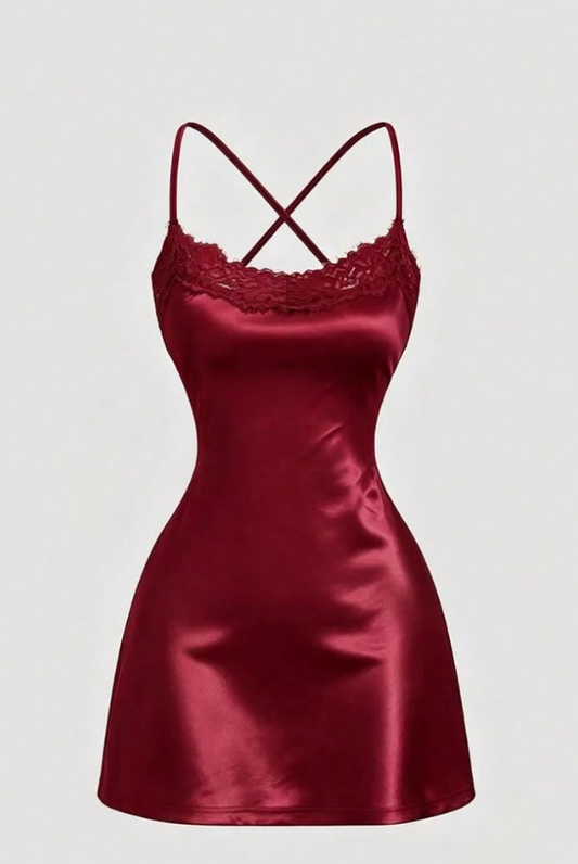 Silky Burgundy Women's Homecoming Dress Bodycon Short Prom Dress Cami Dress RS2244