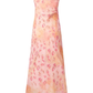 2025 summer new pink floral gentle style small flying sleeve waist lace dress R0954