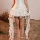 White tube top slim irregular hem mini skirt homecoming dress R2561