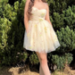 Puffy Floral Women's Homecoming Dress Pastel Yellow Corset Mini Summer Dress RS2251