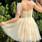 Puffy Floral Women's Homecoming Dress Pastel Yellow Corset Mini Summer Dress RS2251