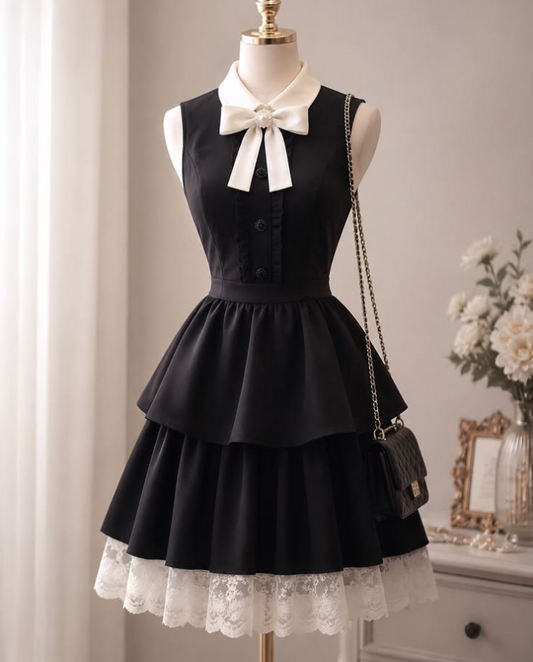 Pleated Black Lace trim Women's Homecoming Dress Elegant Corset Short Prom Dress RS2258