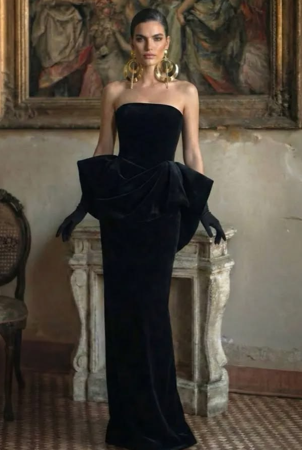 Elegant Satin Bodycon Prom Gown , Black Women's Maxi Evening Dress RS2275