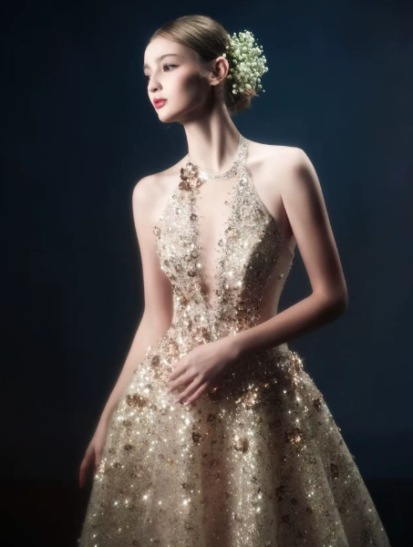 Sequins Glitter Tulle Corset Prom Gown , Sparkly Women's Maxi Evening Dress RS2277