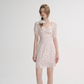 French polka dot short slit dress pastoral style mini skirt short sleeve skirt for women R3557