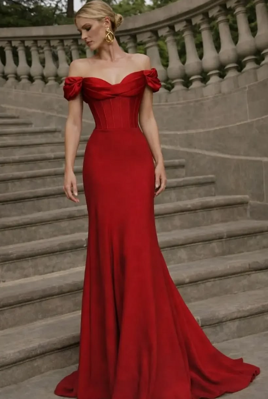 Flowy Bateau Bodycon Prom Gown , Burgundy Women's Maxi Evening Dress Party Dress RS2288
