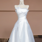 White strapless, fitted waist, long, elegant ball gown/bridal dress R8323