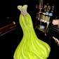 Green strapless fitted long ball gown R6944