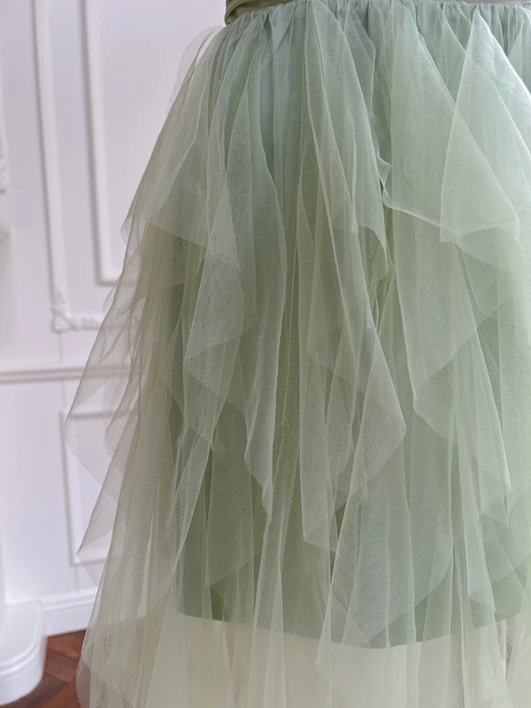 Light green suspender waist design puffy skirt homecoming dress R5194