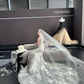 White sleeveless lace waist slim fishtail skirt floor-length wedding dress R6046