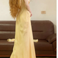 Apricot Spaghetti-Strap Waist-Cinched Floor-Length Ball Gown, Bridal Gown R7350