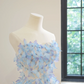 Light blue butterfly-embellished strapless A-line short ball gown R8470