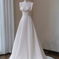 White halter chest bow design waist slim A-line long dress bridal gown R5711