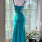 Lake blue halter-neck fitted waist bodycon long ball gown R6545