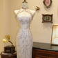 White floral print fitted long ball gown/bridal dress R7177