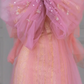 Pink bow neckline slim waist cute girl prom dress bridal gown R5828