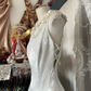 White suspender satin waist slim fit temperament A-line long skirt ball gown R6186