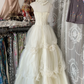 White halter-neck fitted tiered maxi dress, ball gown R6305