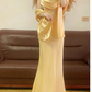 Apricot Spaghetti-Strap Waist-Cinched Floor-Length Ball Gown, Bridal Gown R7350