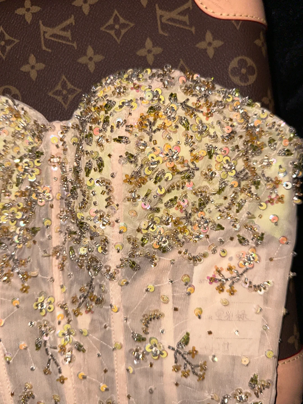 Green strapless fitted long ball gown R6944