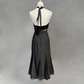 Black halter neck slim waist mid-length skirt homecoming dress R4932