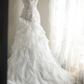 White strapless beaded fitted multi-layered long ball gown/bridal dress R6824
