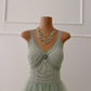 Light green suspender waist design puffy skirt homecoming dress R5194