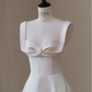 White halter chest bow design waist slim A-line long dress bridal gown R5711