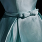 Lake blue round neck sheer diamond neckline waist slim fit princess short dress homecoming dress R4892