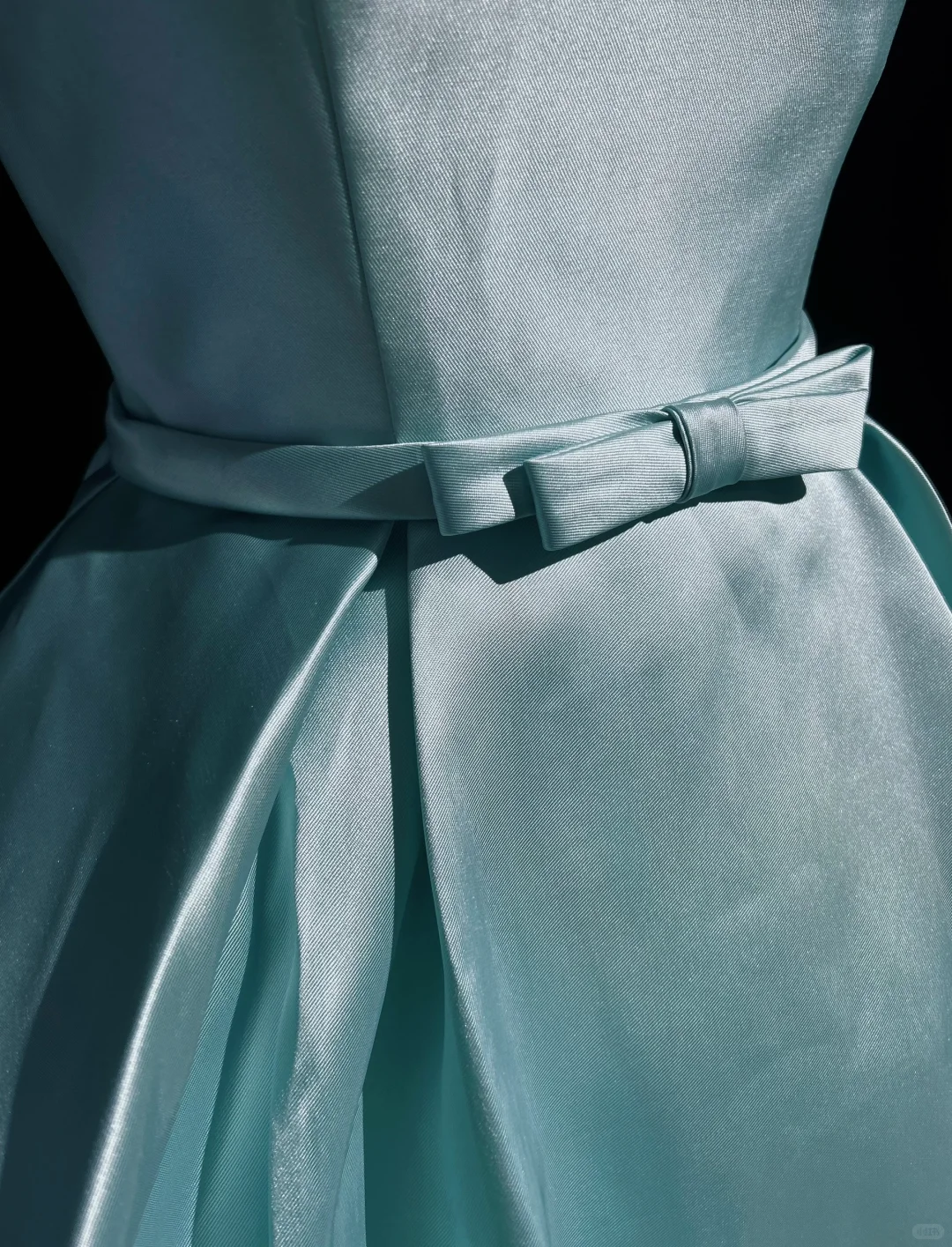 Lake blue round neck sheer diamond neckline waist slim fit princess short dress homecoming dress R4892