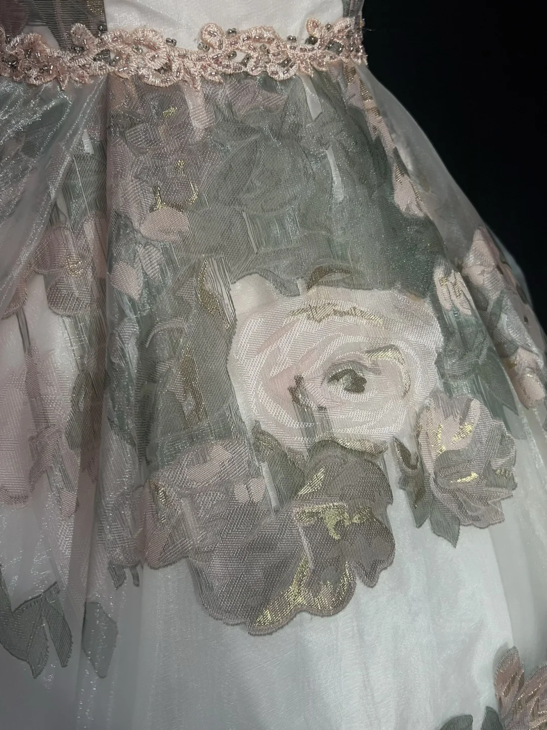 Retro pink floral suspender waist puffy princess skirt homecoming dress R4973