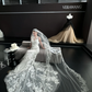 White sleeveless lace waist slim fishtail skirt floor-length wedding dress R6046