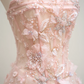 Light pink off-the-shoulder fitted long ball gown, bridal dress R8901