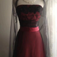 Deep red strapless fitted waist sexy long ball gown R6784