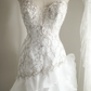 White strapless beaded fitted multi-layered long ball gown/bridal dress R6824