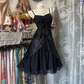 Black halter-neck fitted A-line short elegant ball gown R7812