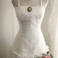 White halter-neck fitted long ball gown with a full skirt R6705