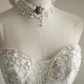 White strapless beaded fitted multi-layered long ball gown/bridal dress R6824