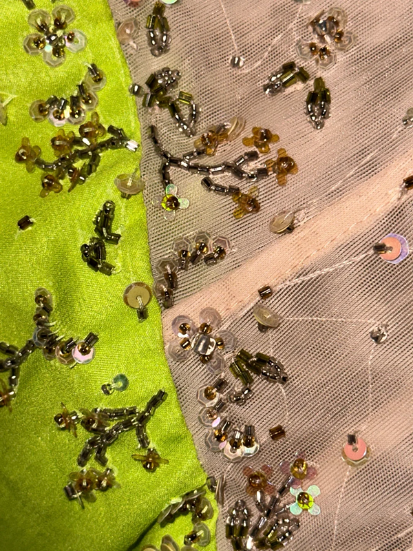 Green strapless fitted long ball gown R6944