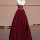 Red halter-neck, fitted waist, full skirt, long ball gown, bridal dress R8352