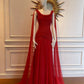 Red suspender waist slim sexy long dress, prom dress R5395
