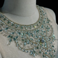 Lake blue round neck sheer diamond neckline waist slim fit princess short dress homecoming dress R4892