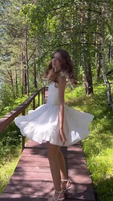 White Spaghetti‑Strap Tie‑Waist Fit‑and‑Flare Princess Mini Homecoming Dress R5455