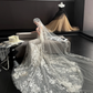 White sleeveless lace waist slim fishtail skirt floor-length wedding dress R6046