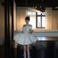 White gentle one-shoulder waist slim A-line short skirt homecoming dress R5092