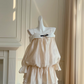 Off-white strapless one-shoulder long-sleeved loose short skirt homecoming dress R5014