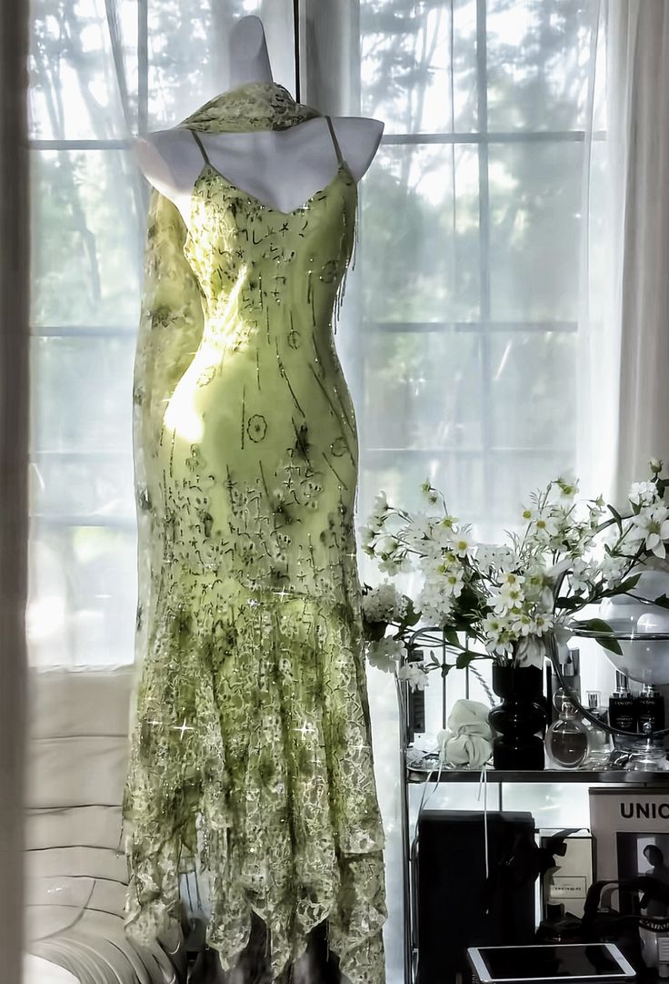 Light green suspender waist slim fit hip-hugging irregular skirt dress, prom dress R5435