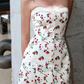 White floral tube top slim waist sexy cute short skirt homecoming dress R4525