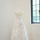 White lace floral print fitted midi ball gown/bridal dress R8500