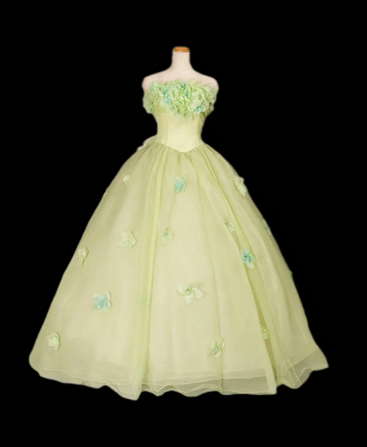 Light green strapless fitted waist ball gown/bridal dress R7257